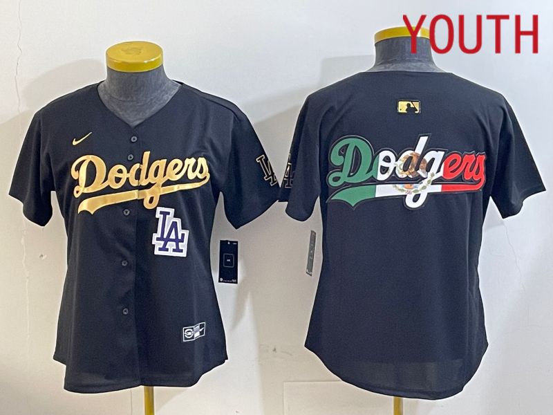 Youth Los Angeles Dodgers Blank Black Gold Game 2024 Nike MLB Jersey style 12096->youth mlb jersey->Youth Jersey
